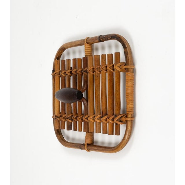 Wood Mid-Century Bamboo and Rattan Coat Rack attributed to Olaf Von Bohr, Italy, 1960s For Sale - Image 7 of 12