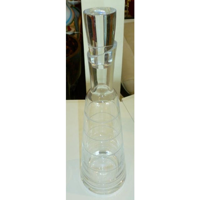 Mid-Century Modern Vintage Signed Christofle Modernist Clear Glass Decanter For Sale - Image 3 of 5