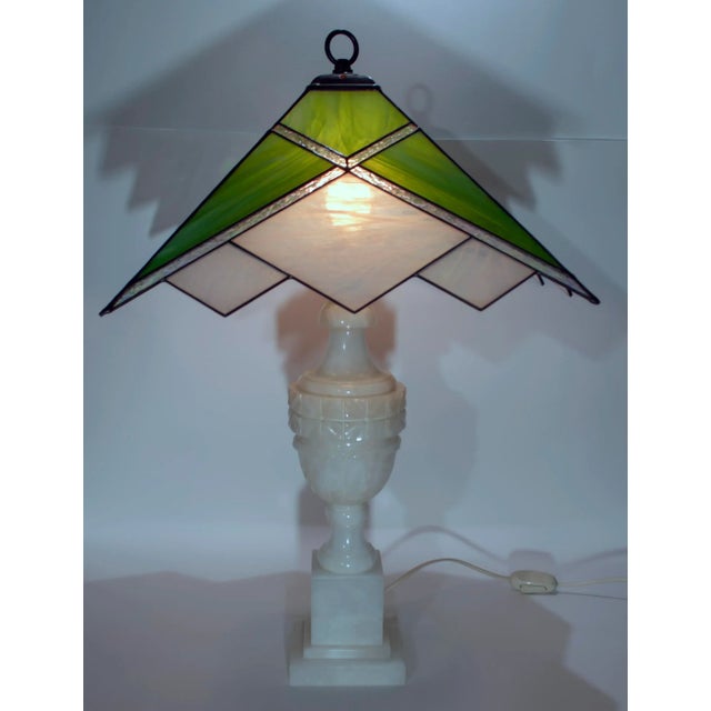 Vintage Alabaster and Glass Table Lamps, Set of 2 For Sale - Image 12 of 13