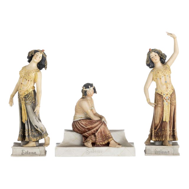 Art Deco Porcelain Salome Sculptural Group, Set of 3 For Sale