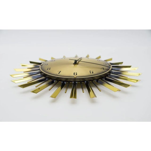 Mid-Century Modern Sunburst Wall Clock from Condor, 1950s For Sale - Image 4 of 8