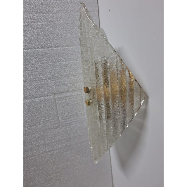 Murano Glass Wall Lamps in Glass and Brass, Italy, 1970s, Set of 3 For Sale - Image 4 of 12