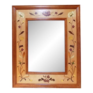 21st Century Hudson River Inlay Marquetry Rosette Border Mirror For Sale