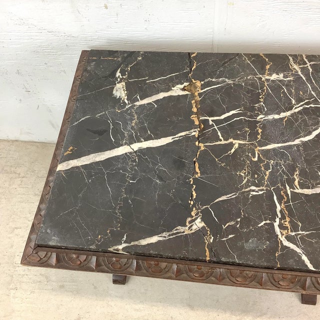 Traditional Renaissance Revival Marble Top Table With Carved Base For Sale - Image 3 of 12