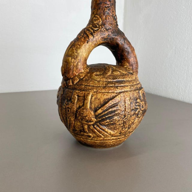 1970s Large Colorful Fat Lava Pottery Maya Tiki Vase from Jasba Ceramics, Germany, 1970s For Sale - Image 5 of 18
