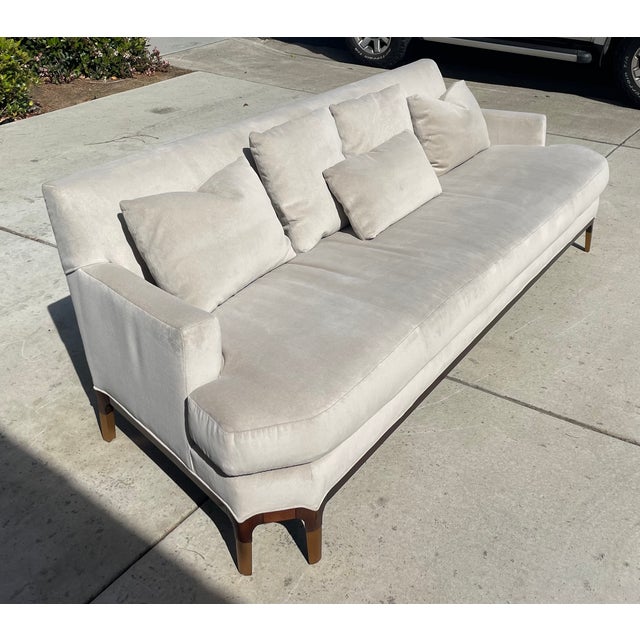 Modern Baker Celestite 100” Sofa, Performance Velvet Upholstery, Unique Double Front Legs For Sale - Image 3 of 12