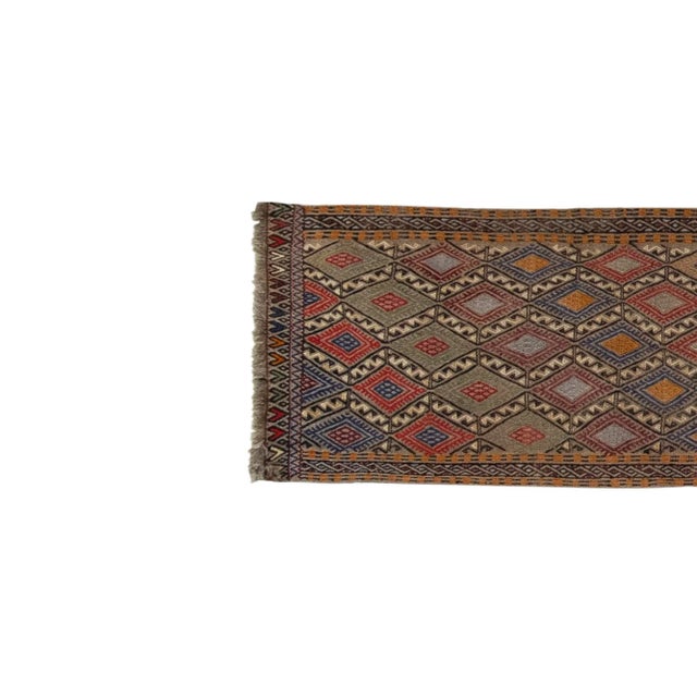 Masterwork Hand-Woven Rug Braided Turkish Kilim Runner 1'8" X 13'9" For Sale - Image 4 of 13