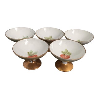 Vintage Sherbets With Hand Painted Cherries - Set of 5 For Sale