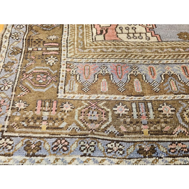 Vintage Turkish Oushak Rug, Hand-Knotted, Geometric Design, Pale Blue, 7' x 10' For Sale - Image 14 of 16
