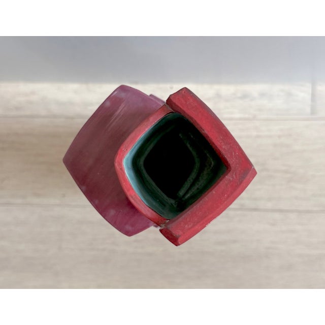 2018 Marty Fielding Contemporary Blue and Red Ceramic Hand-Built Bottle or Vessel For Sale - Image 11 of 16