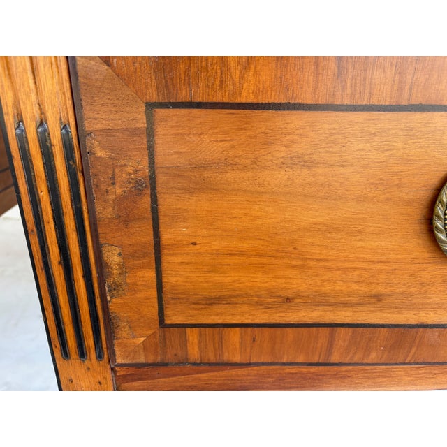 Wood Louis XVI Style Marble Top Commodes, Set of 2 For Sale - Image 7 of 8