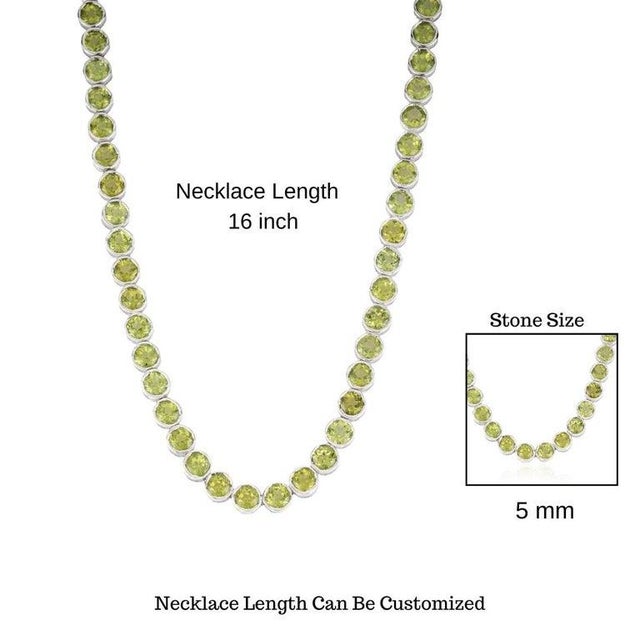 Sterling Silver Green Peridot Birthstone Tennis Necklace for Womens For Sale - Image 10 of 12
