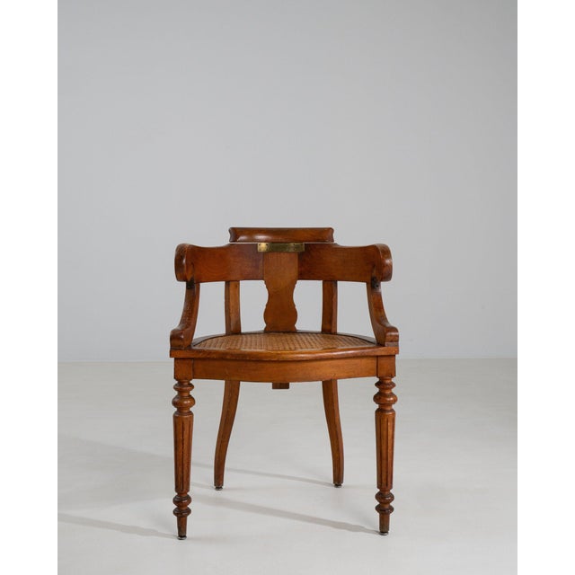 Mid 20th Century France Louis XVI Brown Wood Armchair For Sale - Image 4 of 11
