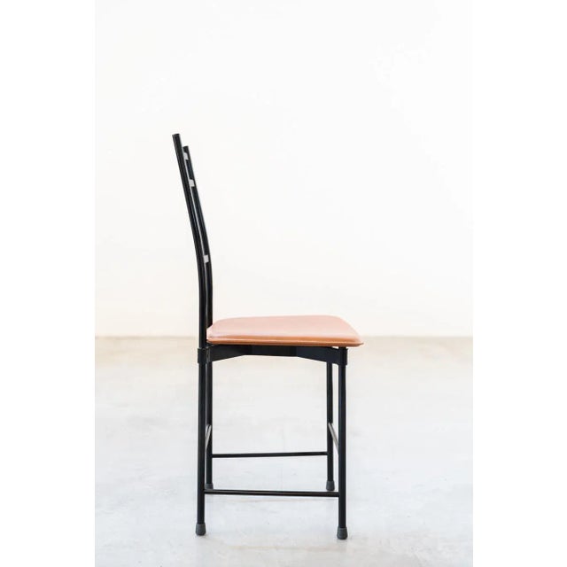 Aluminium & Brown Leather Dining Chairs from Ycami, 1980s, Set of 6 For Sale - Image 12 of 18