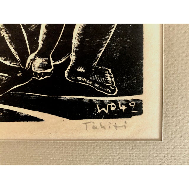 Coffee A Set of Two Original Woodblock Prints of 1940s Tahitian Life, by Wolfgang Wolff For Sale - Image 8 of 9