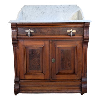 Late 1800's Victorian Marbletop Eastlake Washstand For Sale