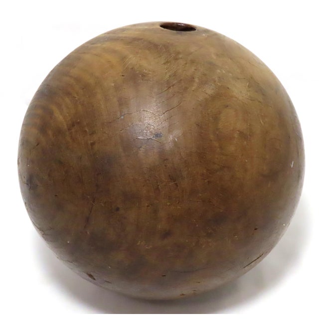 Antique Genuine Lignum Vitae Wood Two Finger Bowling Ball Chairish