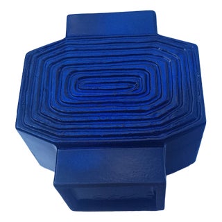 Geometric Blue Ceramic Angula Vase by Hans Welling for Ceramano For Sale