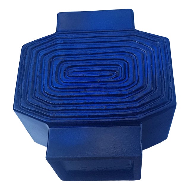 Geometric Blue Ceramic Vase Angula by Hans Welling for Ceramano For Sale