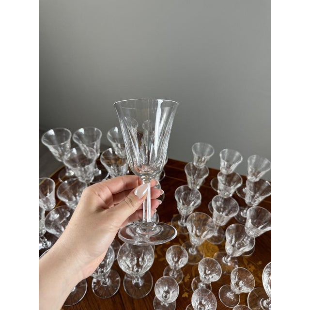 20th Century Crystal Glasses with Cerdagne Pattern from Saint Louis, Set of 54 For Sale - Image 4 of 12