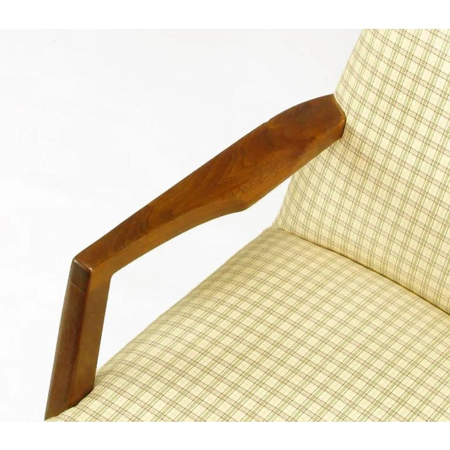 Taupe Carved Walnut & Upholstered Arm Chairs After Wormley - a Pair For Sale - Image 8 of 10