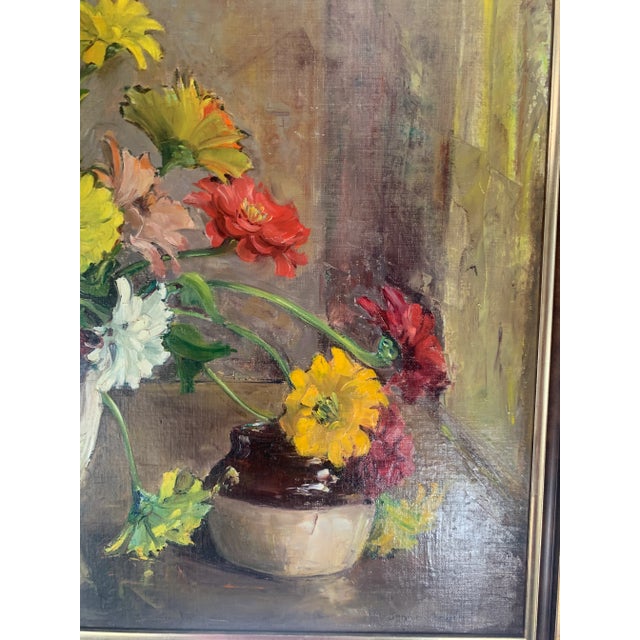 Vibrant Floral Still Life Oil Painting by Jennie Thatcher Crawford, Framed For Sale - Image 10 of 13