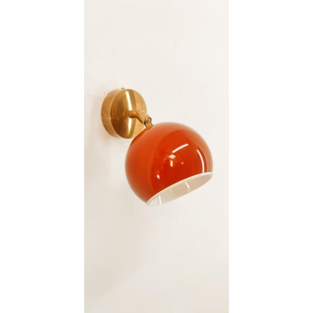 Adjustable Wall Light with Red-Colored Metal Dome For Sale - Image 15 of 16