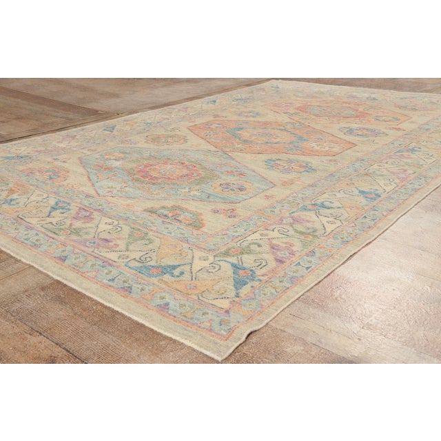 Beige Contemporary Pakistani Oushak Rug, 05'10 X 09'02 For Sale - Image 8 of 10