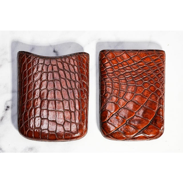 Chestnut Exceptional Large English Antique Victorian Leather Cigar Case For Sale - Image 8 of 10