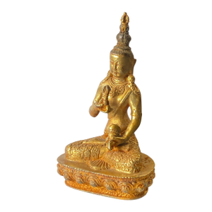 Vintage Gilt Bronze Meditating Serenity Calming Buddha 4.75" H