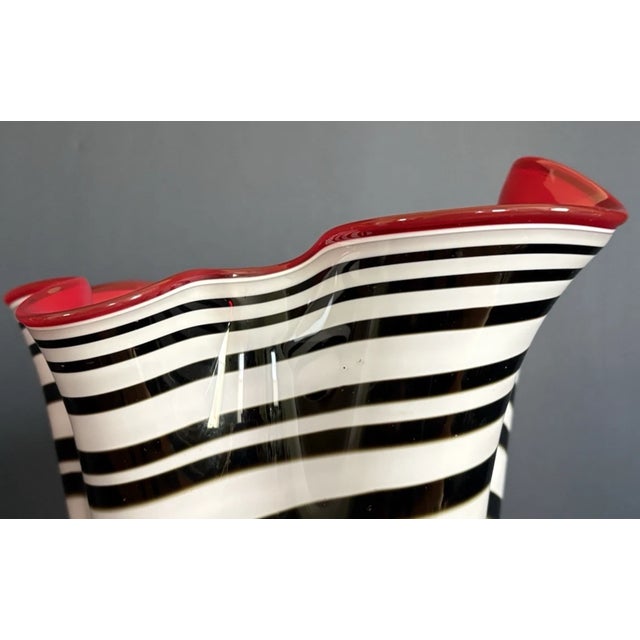 Glass Vintage Murano Style European Blown Art Glass Handkerchief Vase For Sale - Image 7 of 11