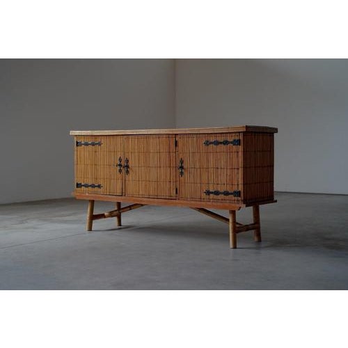 French Bamboo Sideboard with Wrought Iron Details, 1950s For Sale - Image 4 of 15