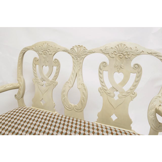 1990s Two Chair-Back Painted Settee For Sale - Image 9 of 9