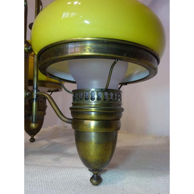 Large Vintage Three-Light Chandelier in Brass with Iron and Glass, 1970s For Sale - Image 10 of 18