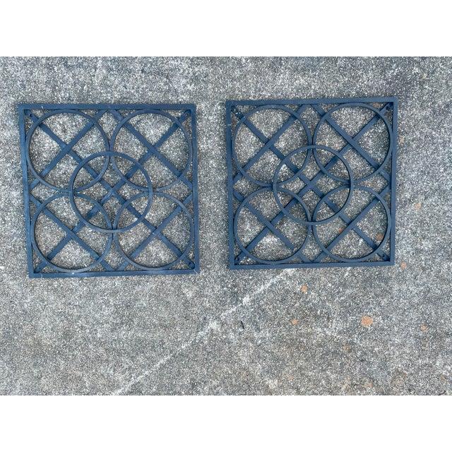 Mid-Century Modern A Pair of Geometric Circles in Squares Forged Iron Wall Art For Sale - Image 3 of 5