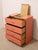 Vintage Postmodern Burnt Orange Four-Drawer Highboy Dresser With Brass Hardware For Sale - Image 4 of 12