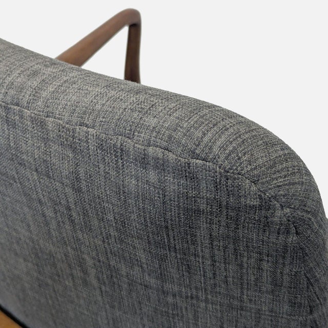 Gray Mid-Century Modern Lounge Chair With Wooden Frame and Grey Upholstery For Sale - Image 8 of 9