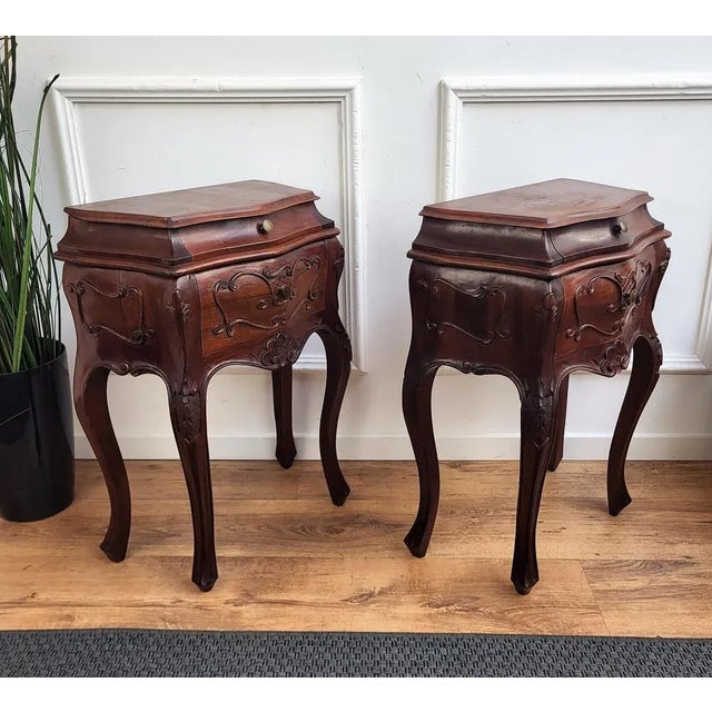 Metal French Nightstands with Drawers and Carbriole Legs, 1940s, Set of 2 For Sale - Image 7 of 8