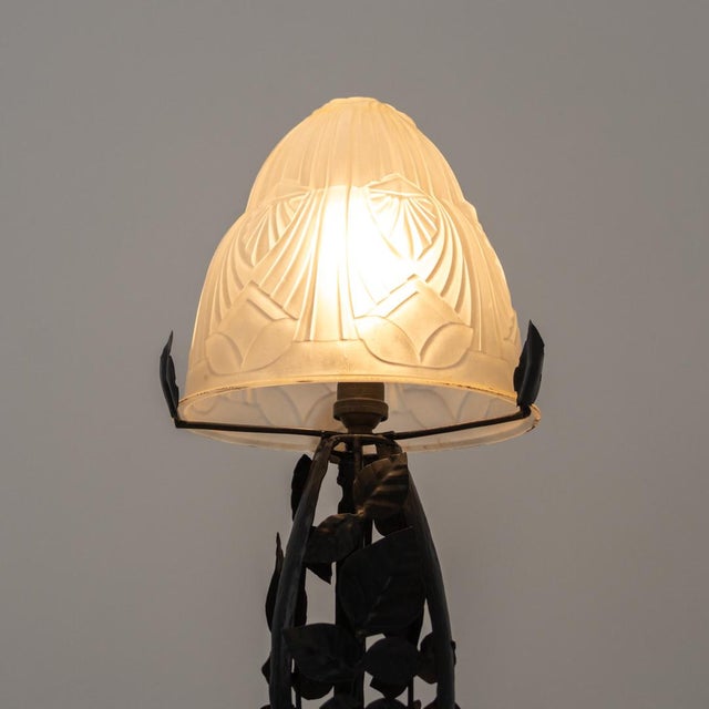 French Art Deco Wrought Iron Table Lamp, 1930s For Sale - Image 3 of 10