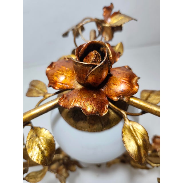 Wrought Iron and Gold Leaf Lamp, Spain, 1960s For Sale - Image 6 of 17
