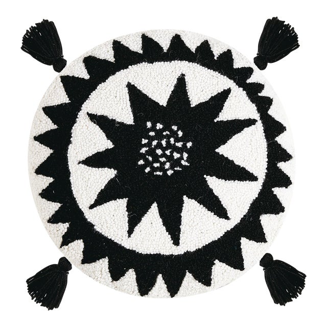 Soleil Round Hook Pillow With Tassels, 16" x 16" For Sale
