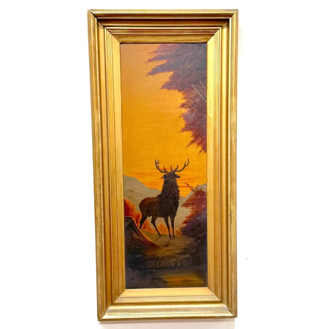 Pair American Sporting Paintings Elk & White-Tailed Deer Buck, Signed A. Crozier For Sale - Image 13 of 18