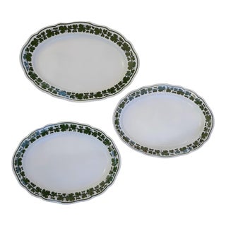 Vintage Meissen Green Vine Weinlaub Large Platter Set- 3 Pieces For Sale