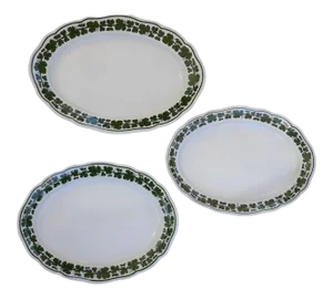 Vintage Meissen Green Vine Weinlaub Large Platter Set- 3 Pieces