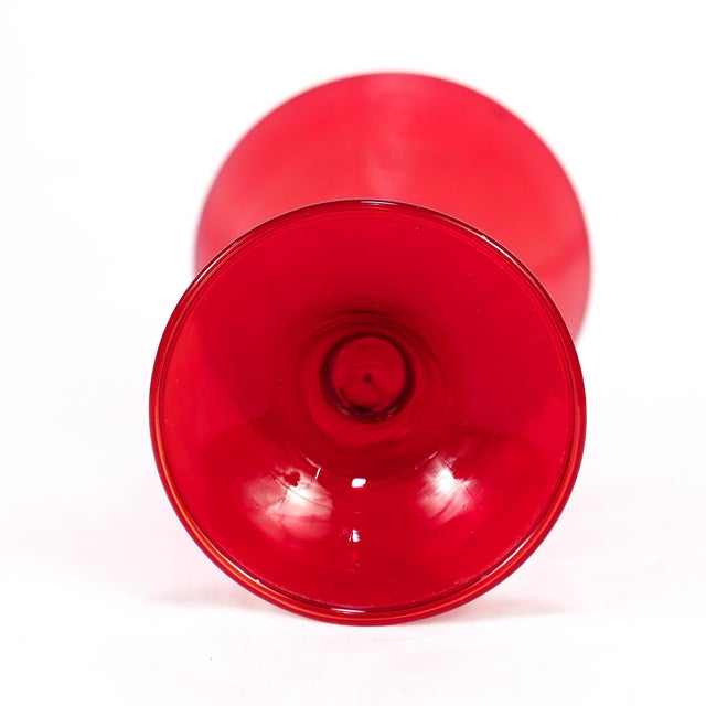 Set of 12 Red Venetian / Murano Glass Salviati Attributed Wine Goblets or Cups For Sale - Image 14 of 18