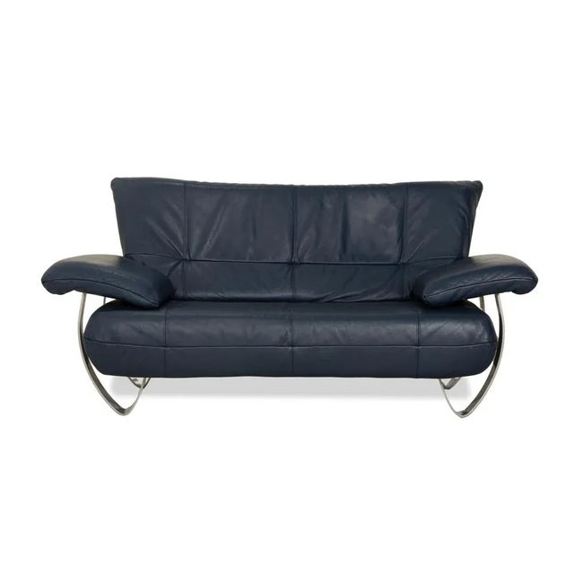 Blue Leather 2-Seater Sofa from Musterring For Sale - Image 13 of 13