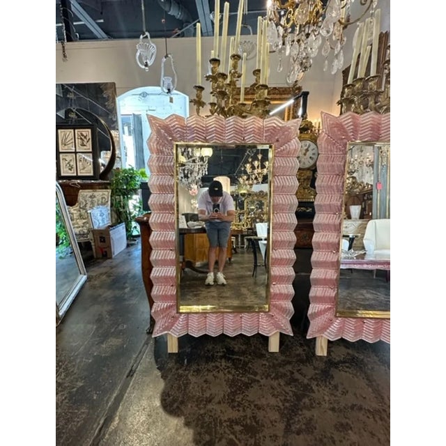 Modern Pink Murano Glass Mirror | Chairish
