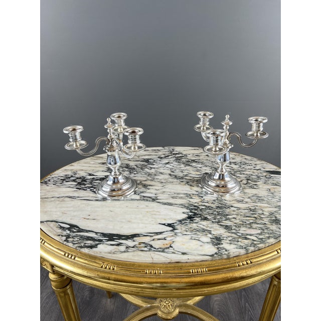 Silver-Plated Metal Candelabra, 1900s For Sale - Image 5 of 10