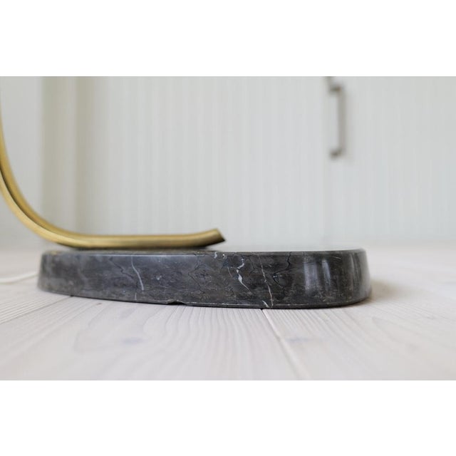 Mid-Century Curved Floor Lamp in Brass and Stone, 1960s For Sale - Image 13 of 14