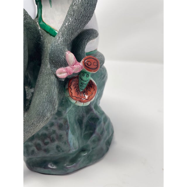 Ceramic Vintage Chinoiserie Monkey Candle Holders - A Pair For Sale - Image 7 of 14